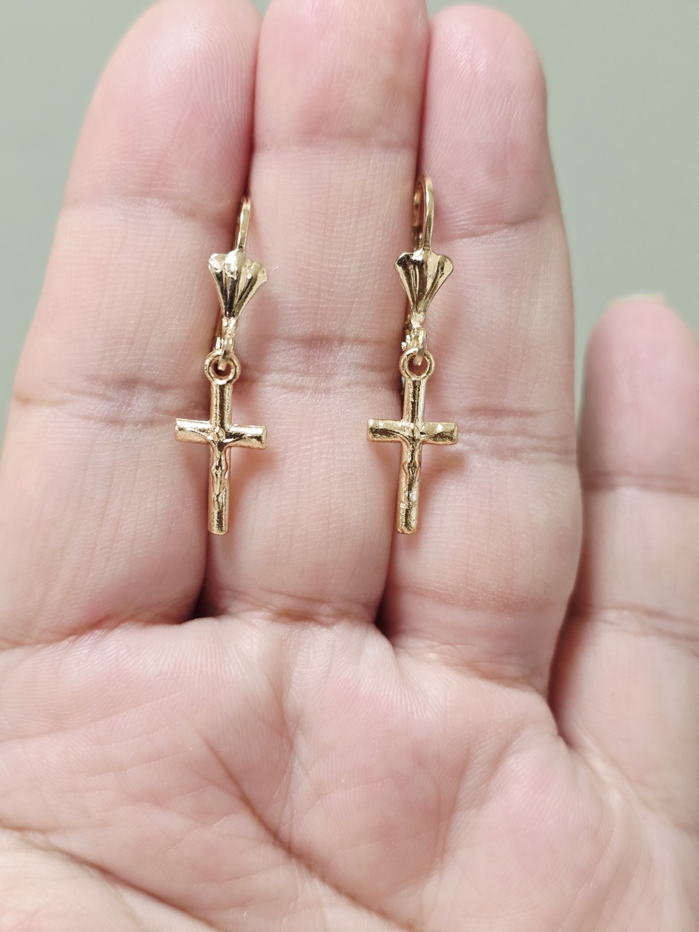 14k Gold Plated Cross Drop Earrings - Elegant Women's Jewelry